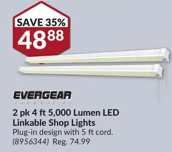 Princess Auto Evergear 2 pk 4 ft 5,000 lumen led linkable shop lights offer