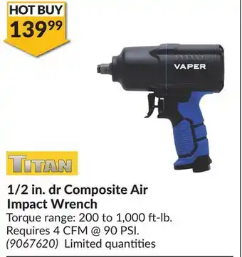 Princess Auto Titan 1/2 in. dr composite air impact wrench offer
