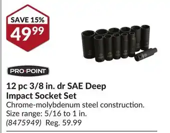 Princess Auto 12 pc 3/8 in. dr sae deep impact socket set offer