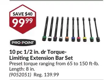 Princess Auto 10 pc 1/2 in. dr torque-limiting extension bar set offer