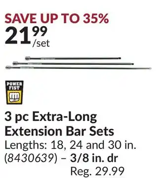 Princess Auto 3 pc extra-long extension bar sets offer