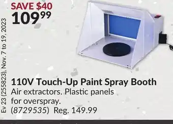 Princess Auto 110v touch-up paint spray booth offer