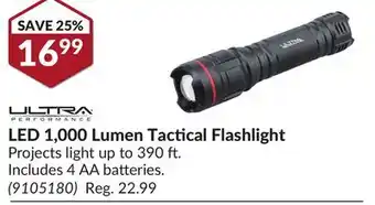 Princess Auto Led 1, 000 lumen tactical flashlight offer