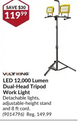 Princess Auto Led 12, 000 lumen dual-head tripod work light offer