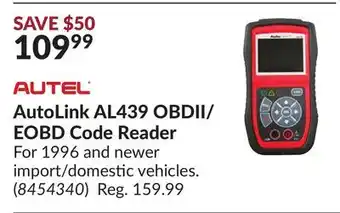 Princess Auto Autolink al439 obdii/eobd code reader offer