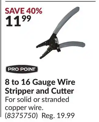 Princess Auto 8 to 16 gauge wire stripper and cutter offer