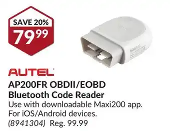 Princess Auto Ap200fr obdii/eobd bluetooth code reader offer