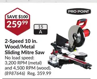 Princess Auto 2-speed 10 in. wood/metal sliding mitre saw offer