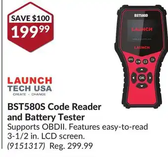 Princess Auto Bst580s code reader and battery tester offer