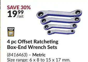 Princess Auto 4 pc offset ratcheting box-end wrench sets offer