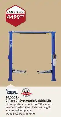 Princess Auto 10, 000 lb 2-post bi-symmetric vehicle lift offer