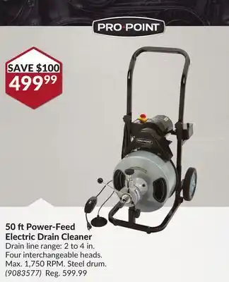 Princess Auto 50 ft power-feed electric drain cleaner offer