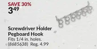 Princess Auto Screwdriver holder pegboard hook offer