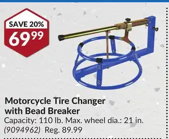 Princess Auto Motorcycle tire changer with bead offer