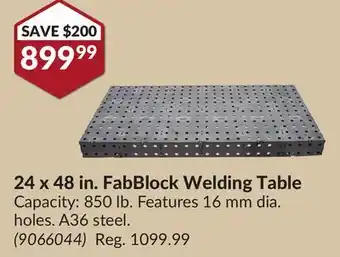 Princess Auto 24 x 48 in. fabblock welding table offer
