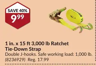 Princess Auto 1 in. x 15 ft 3,000 lb ratchet tie-down strap offer