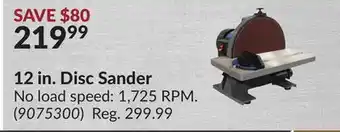 Princess Auto Pro point 12 in. disc sander offer