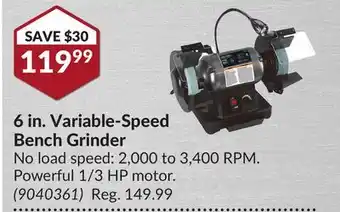 Princess Auto 6 in. variable-speed bench grinder offer