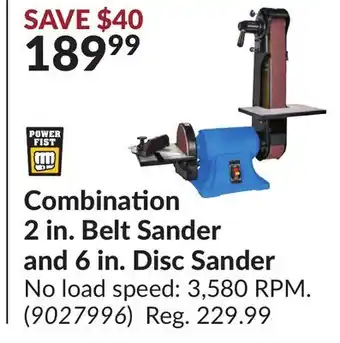 Princess Auto Combination 2 in. belt sander and 6 in. disc sander offer