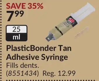 Princess Auto Plasticbonder tan adhesive syringe offer