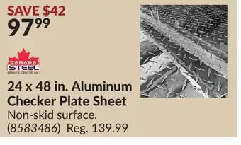 Princess Auto 24 x 48 in. aluminum checker plate sheet offer