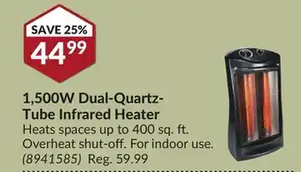 Princess Auto 1, 500w dual-quartz-tube infrared heater offer