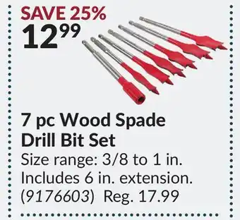 Princess Auto 7 pc wood spade drill bit set offer