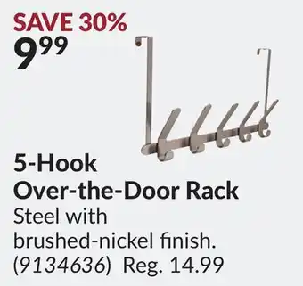 Princess Auto 5-hook over-the-door rack offer