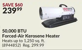 Princess Auto 50,000 btu forced-air kerosene heater offer