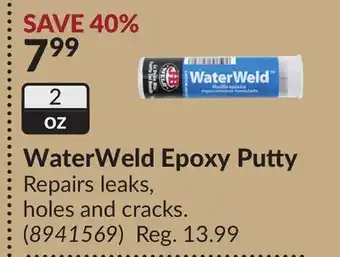 Princess Auto Waterweld epoxy putty offer