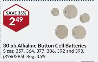 Princess Auto 30 pk alkaline button cell batteries offer