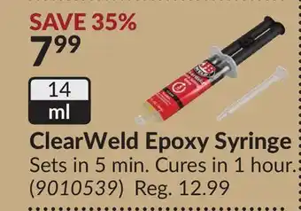 Princess Auto Clearweld epoxy syringe sets offer