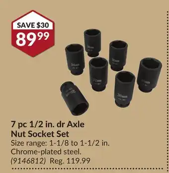 Princess Auto 7 pc 1/2 in. dr axle nut socket set offer