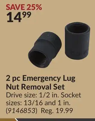 Princess Auto 2 pc emergency lug nut removal set offer