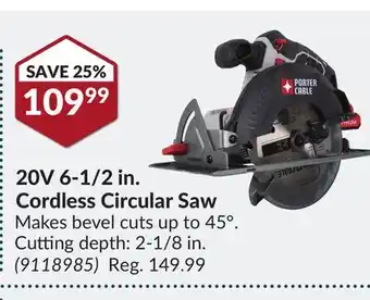Princess Auto 20v 6-1/2 in. cordless circular saw offer