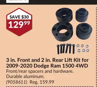 Princess Auto 3 in. front and 2 in. rear liftkit for 2009-2020 dodge ram 1500 4wd offer