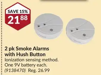 Princess Auto 2 pk smoke alarms with hush button offer