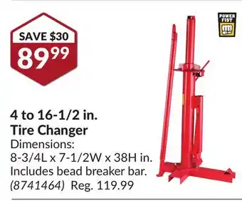 Princess Auto 4 to 16-1/2 in. tire changer offer