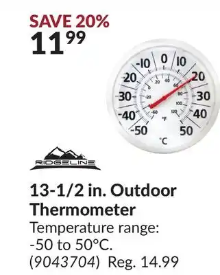 Princess Auto 13-1/2 in. outdoor thermometer offer