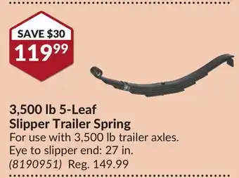Princess Auto 3,500 lb 5-leaf slipper trailer spring offer