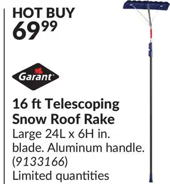 Princess Auto 16 ft telescoping snow roof rake offer