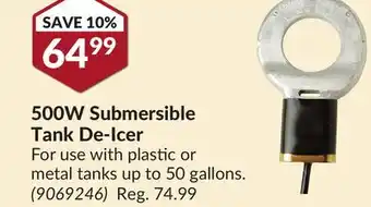 Princess Auto 500w submersible tank de-icer offer