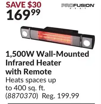 Princess Auto 1, 500w wall-mounted infrared heater with remote offer