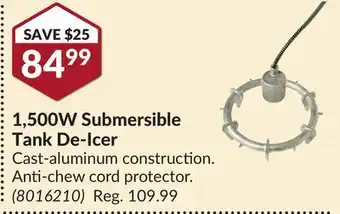 Princess Auto 1,500w submersible tank de-icer offer