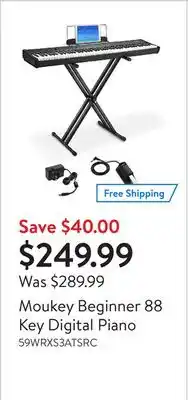 Walmart Moukey beginner 88 key digital piano offer