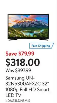 Walmart Samsung un32n5300afxzc 32 1080p full hd smart led tv offer
