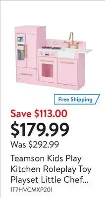 Walmart Teamson kids play kitchen roleplay toy playset little chef charlotte modern pink offer