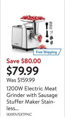 Walmart 1200w electric meat grinder with sausage stuffer maker stainless steel food processor veggies shredder offer