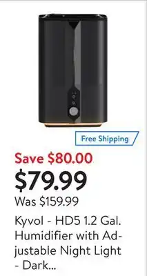Walmart Kyvol - hd5 1.2 gal. humidifier with adjustable night light - dark gray offer
