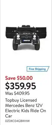 Walmart Topbuy licensed mercedes benz 12v electric kids ride on car offer